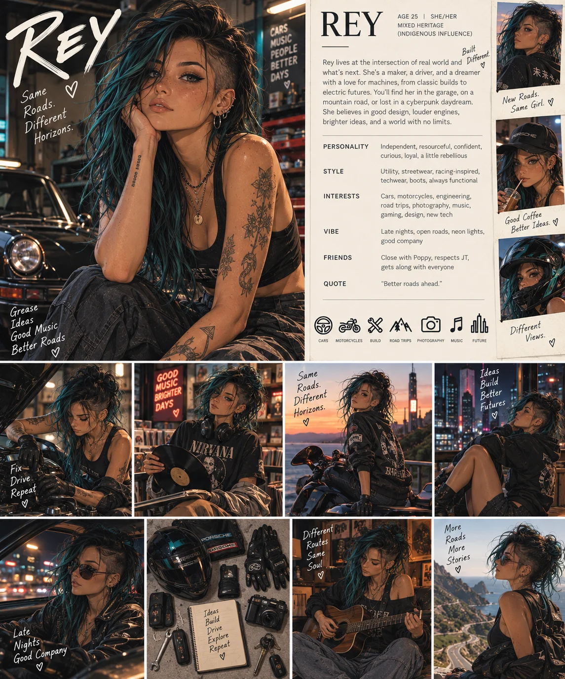 Rey complete character reference sheet